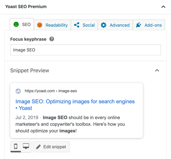 Use la vista previa del fragmento de Yoast SEO para optimizar la forma en que se muestra el contenido de su blog en las páginas de resultados de búsqueda