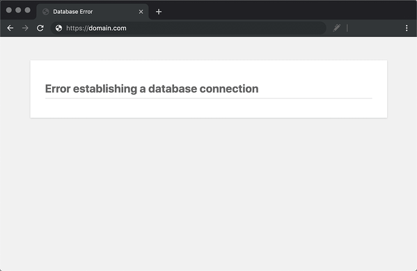 En su navegador puede ver un "error de conexión a la base de datos"
