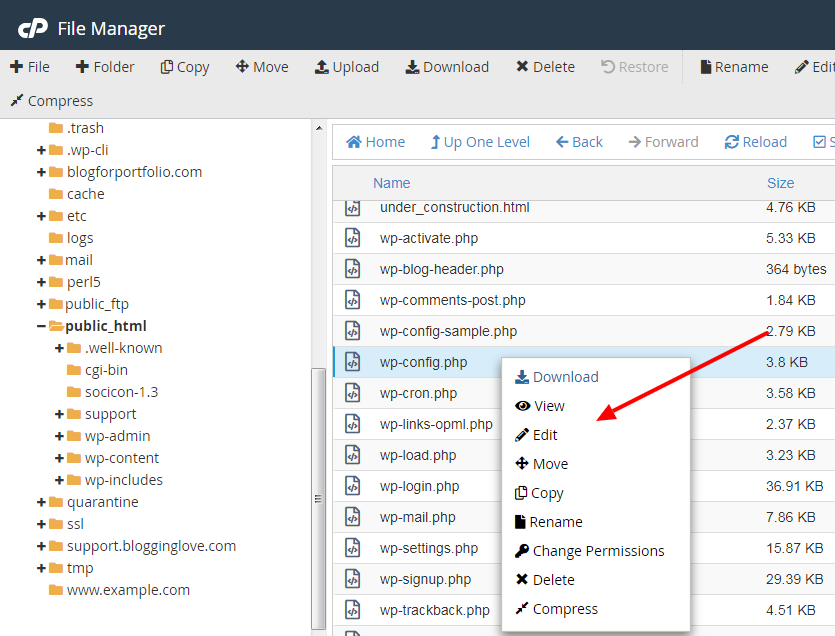 Otro método para resolver el error de bucle de redirección en WordPress es agregar código a wp-config.php para borrar automáticamente las cookies en su navegador