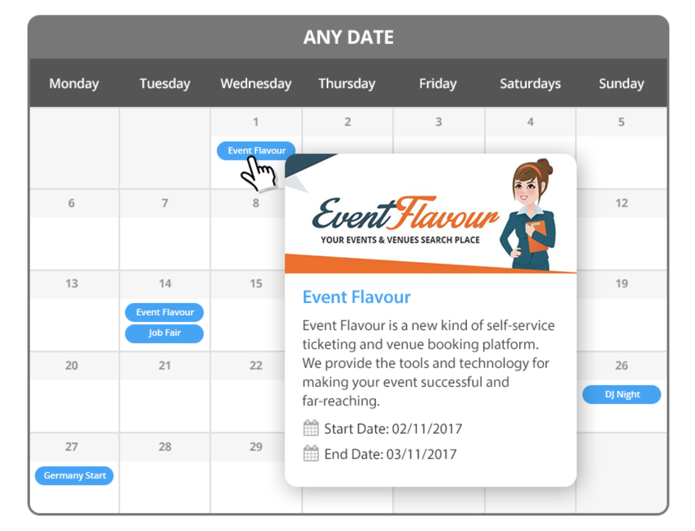 complemento de calendario para la revisión del complemento WP Event Manager