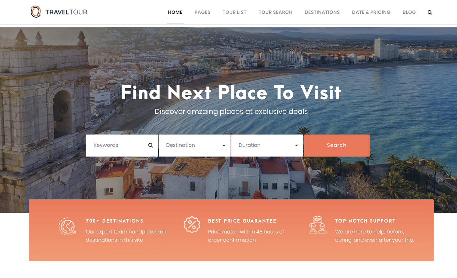 Tema Travel Tour para crear un sitio web de negocios de viajes usando WordPress