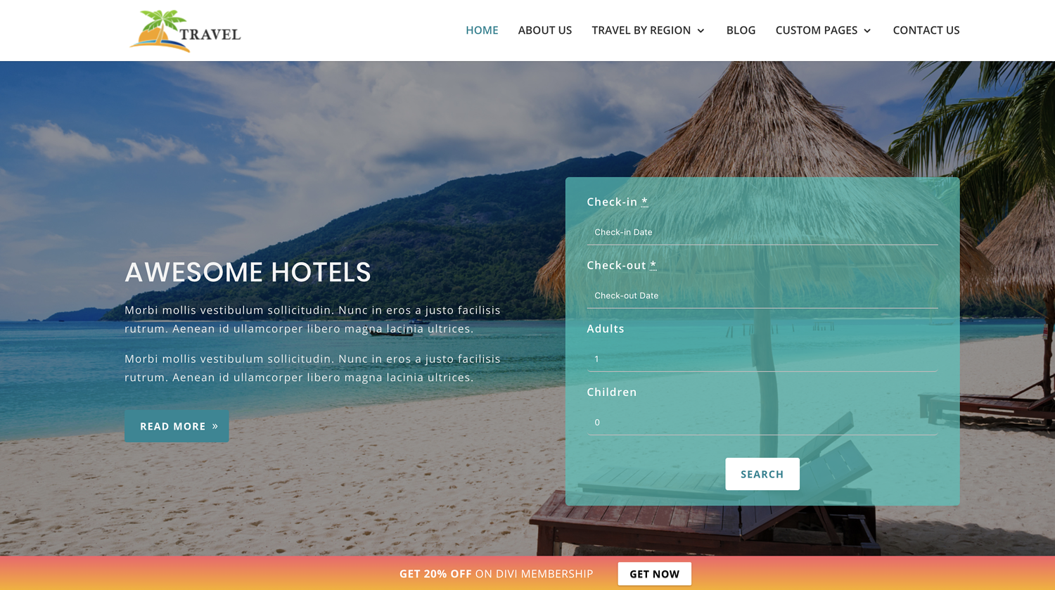 Tema de viajes para crear un sitio web de negocios de viajes con WordPress