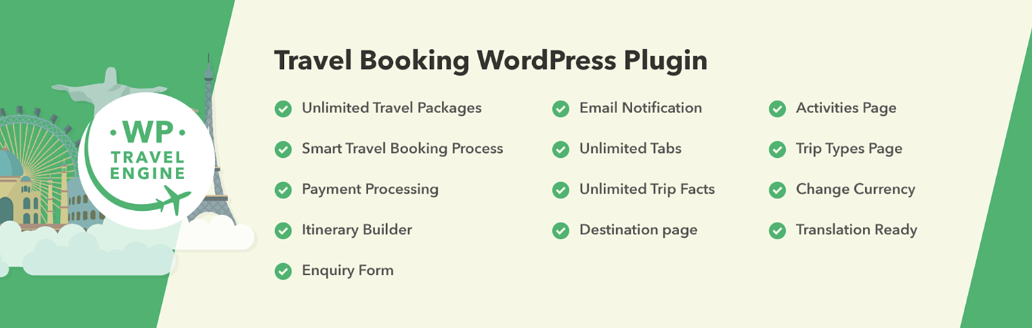 Complemento WP Travel Engine para crear un sitio web de negocios de viajes usando WordPress