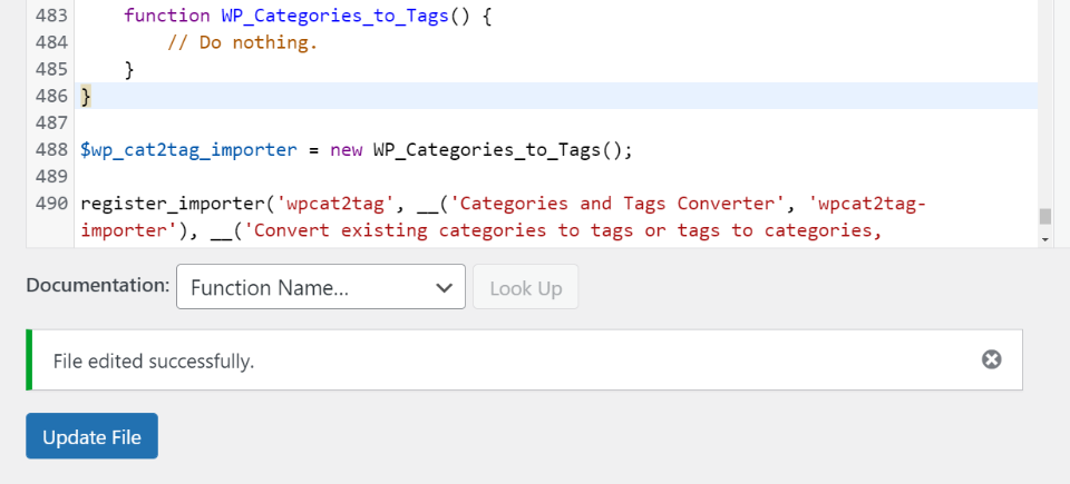 Editando el código del complemento