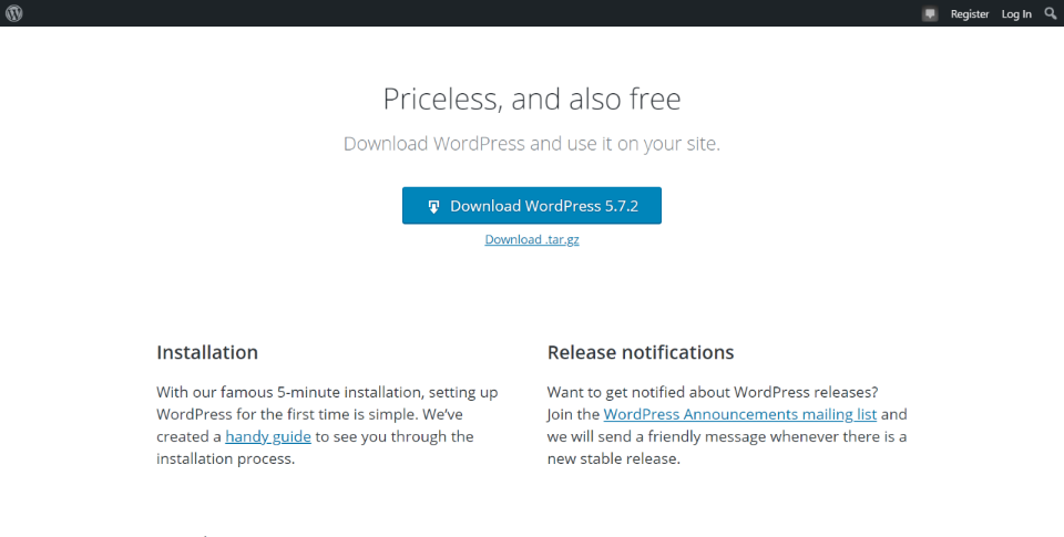Sube una copia en blanco de WordPress