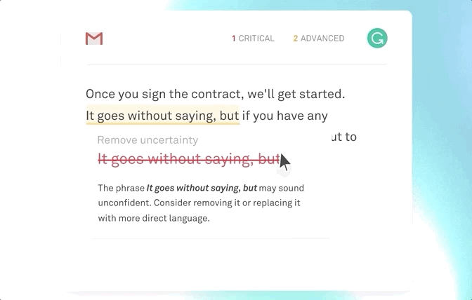 Demostración de Grammarly sobre cómo Grammarly puede ayudarlo a escribir una publicación de blog válida