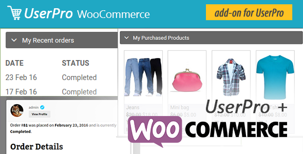 El tablero del complemento UserPro WordPress WooCommerce