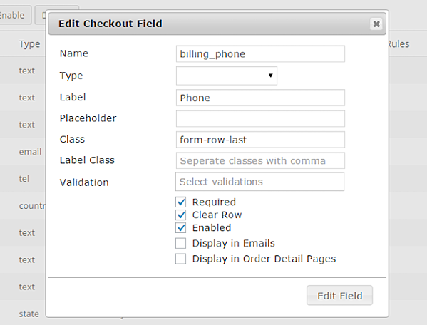 WP Checkout Fields Formulario de editor de complementos de comercio electrónico de WordPress