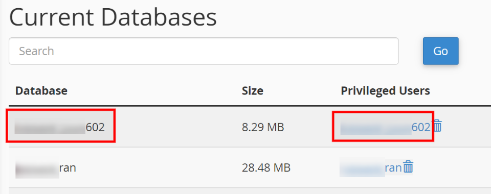Confirmación de las credenciales de la base de datos