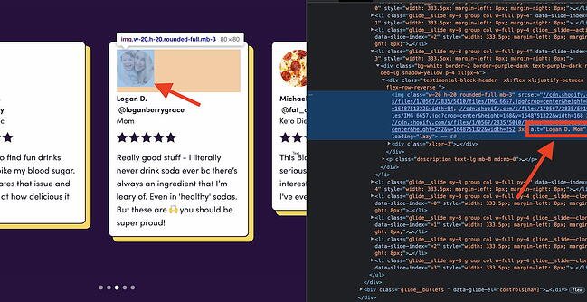 mejores prácticas del carrusel del sitio: texto alternativo