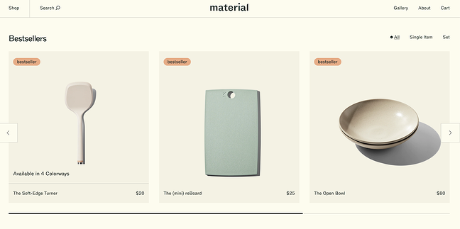 ejemplos de carrusel de sitios web: material