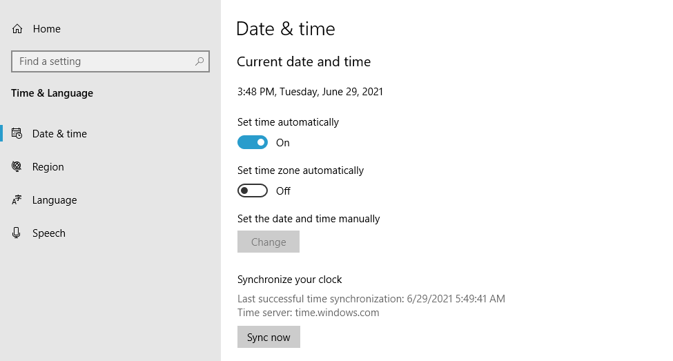 Configurar Windows para configurar automáticamente la hora