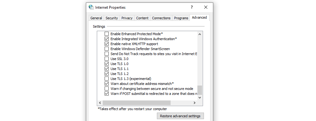 Configure los protocolos TLS que admite su conexión