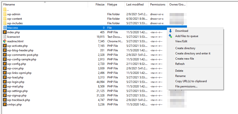 Abriendo el htaccess