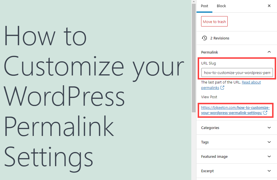 enlaces directos al título del post