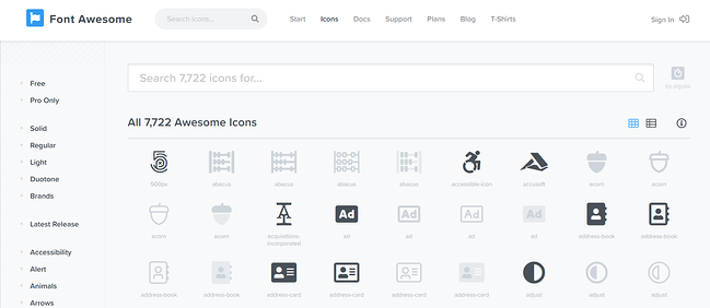 iconos disponibles usando fuentes asombrosas