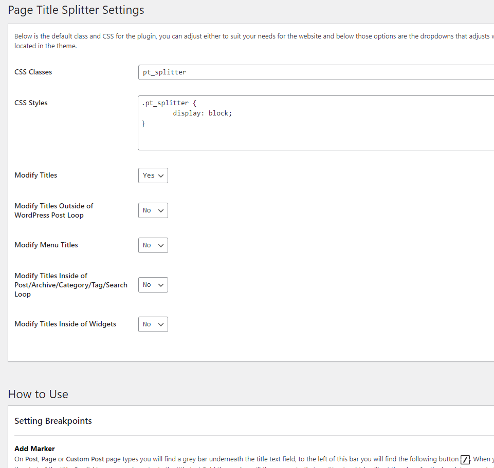 Separador de títulos de página