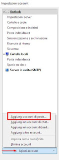 > Configuración de Virgilio »src =» https://1.bp.blogspot.com/-USRji4EwinQ/WZvkCZtfHWI/AAAAAAAAAIQ/MlpQLrlxMLose5yEo0HlQvJC4amE5D4-QCLcBGAs/semines »style = 1: emines; title = «Configuración de Outlook de Virgilio» width = «320 ″ /></p><p>Haga clic en la pestaña ahora<b>Correo electrónico</b>y luego el boton <b>Nuevo</b>; rellene los datos necesarios en la siguiente ventana.</p><p>– en <b>Nombre personalizado</b> ingrese el nombre que debe aparecer para el destinatario de sus mensajes (por ejemplo, la oficina editorial de Navigaweb)<br />– en <b>direccion postal </b>e-mail, ingrese su dirección de correo electrónico de Virgilio, luego ingrese la contraseña de acceso dos veces a pedido</p><p>Haga clic en Siguiente y espere unos segundos: Outlook detectará automáticamente la configuración IMAP de Virgil e intentará iniciar sesión con su nombre de usuario y contraseña. Si los ingresaste exactamente, aparecerá una ventana que te mostrará la confirmación de crear una cuenta de Virgilio Mail en Outlook. En este punto, haga clic en Finalizar: puede usar su correo electrónico de inmediato.</p><h2>Configurar el correo de Virgilio en Thunderbird</h2></p><p>Abra Thunderbird, luego toque el menú en la esquina superior derecha (el que tiene tres líneas horizontales) pase el mouse sobre el elemento <b>Opciones</b> y elegir de ella <b>Configuraciones de la cuenta</b>. Ahora haga clic <b>Acciones de cuenta </b>y entonces <b>Agregar una cuenta de correo electrónico.</b><br /> <img decoding=