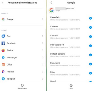 sincronización de google Sincronización