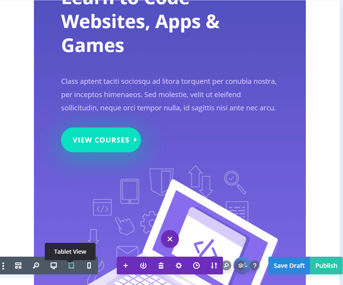 Vista previa de página con Divi Builder