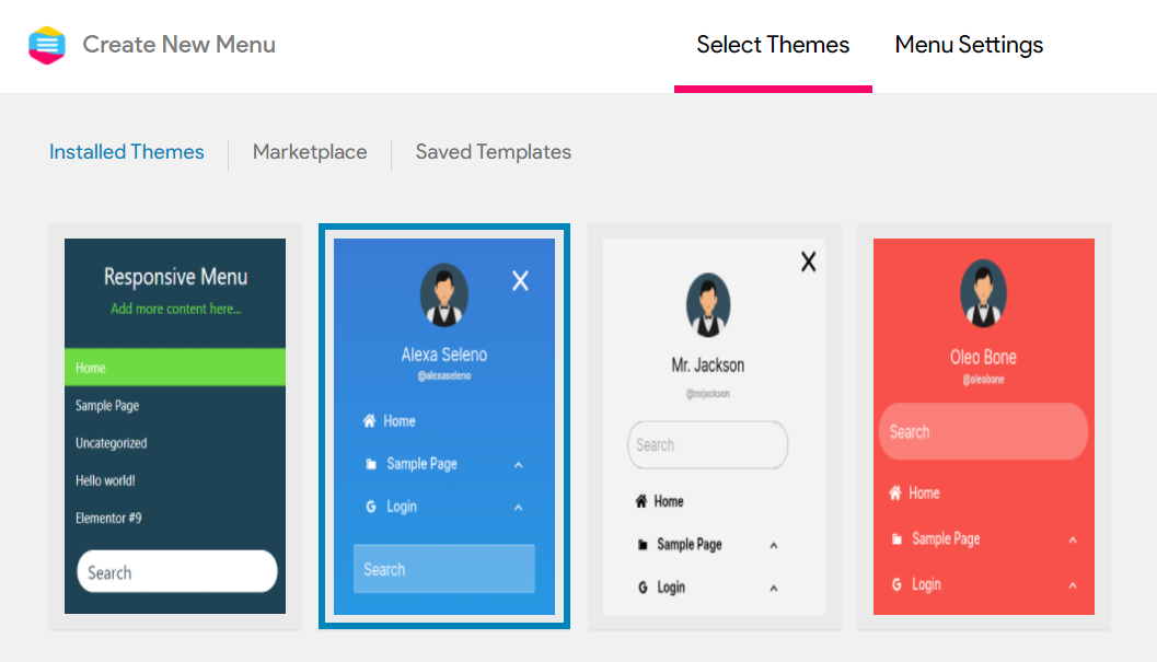Crear nuevos menús receptivos