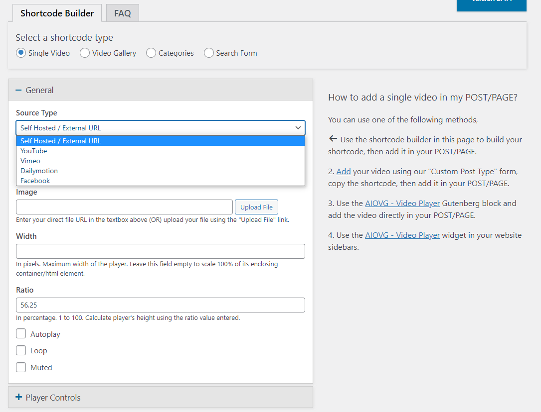 Use un asistente de shortcode de video personalizado