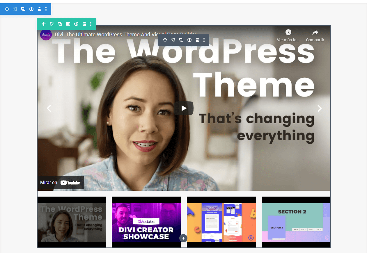 Un ejemplo de un control deslizante de video Divi