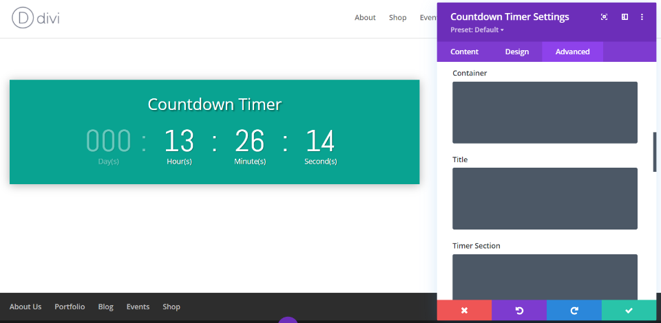 Módulo de temporizador Divi