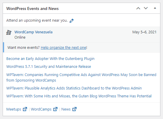 eventos y noticias relacionados con wordpress