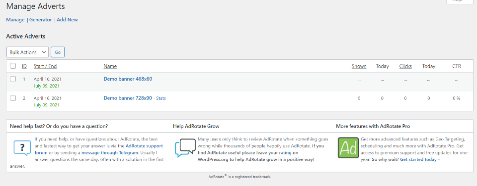 rotación de anuncios