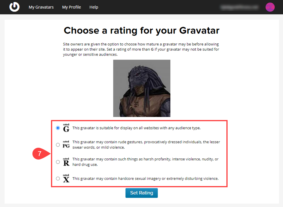 calificación gravatar