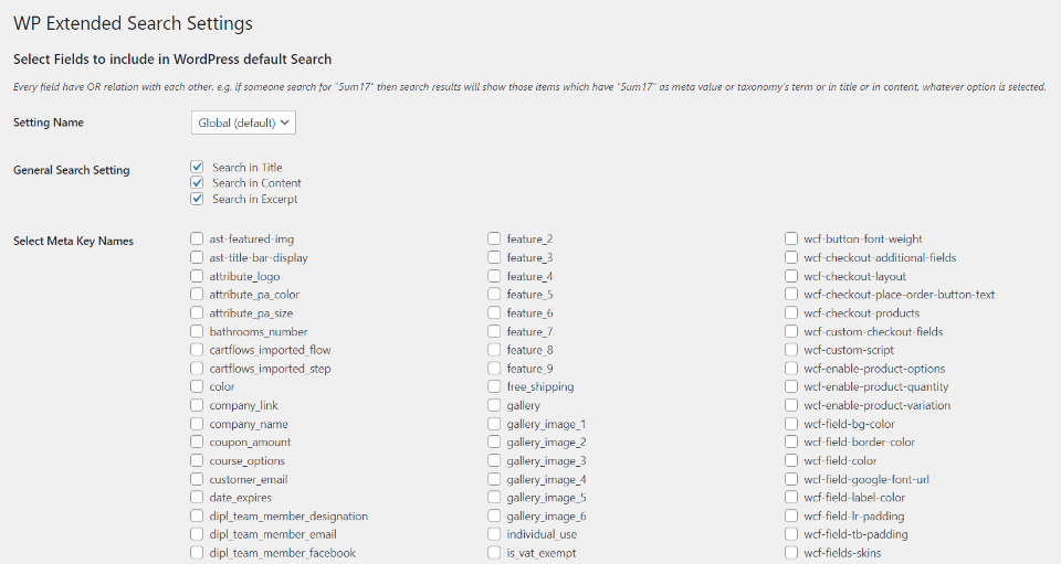 Búsqueda extendida de WP