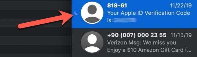 Icono de No molestar junto a la conversación