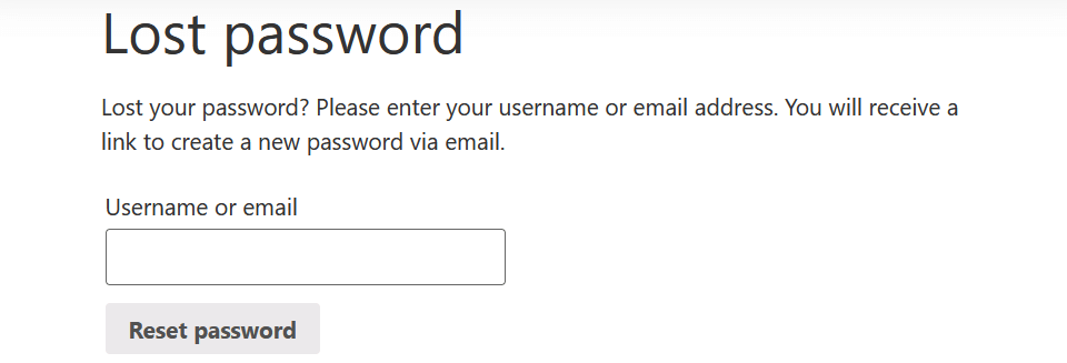 Restablecimiento de contraseña de WordPress.