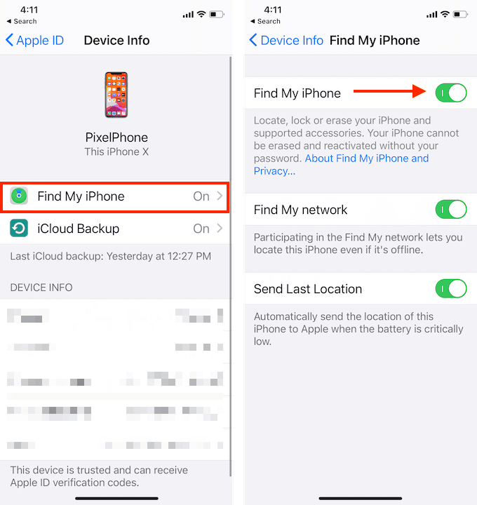 Buscar el menú de mi iPhone y alternar