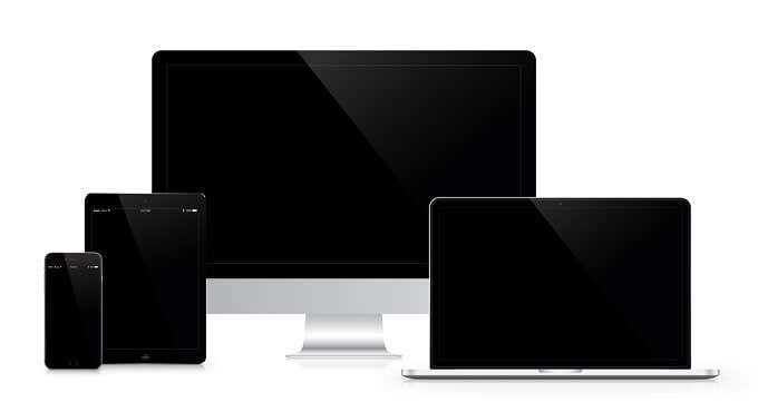 Un conjunto de dispositivos Apple con pantallas negras