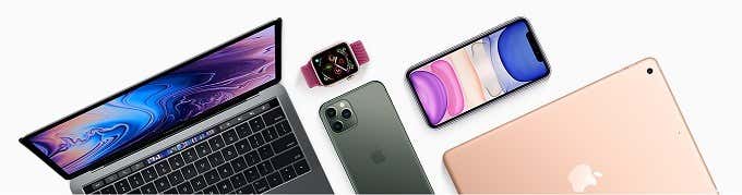 Un conjunto de dispositivos Apple mirando desde arriba