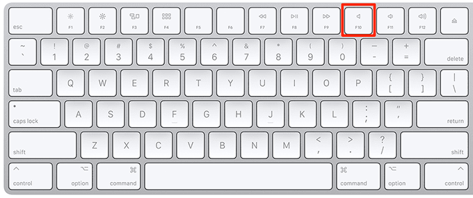 Botón de silencio en Apple Keyboard resaltado