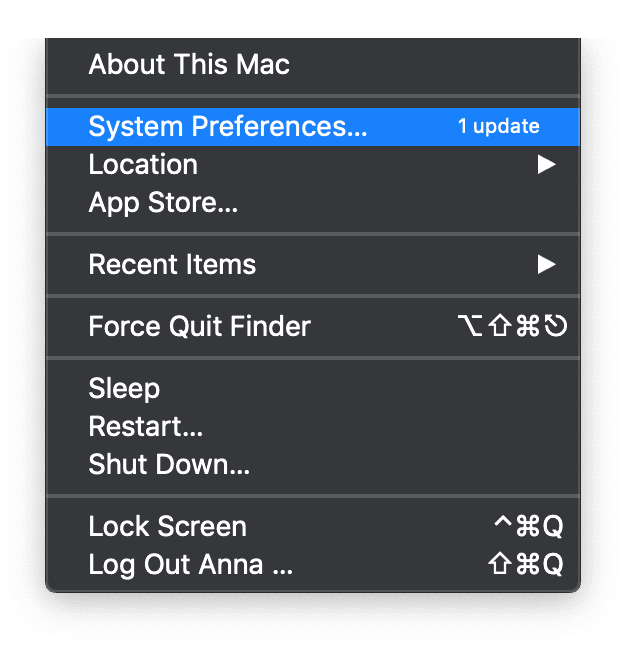 Preferencias del sistema en el menú de Apple