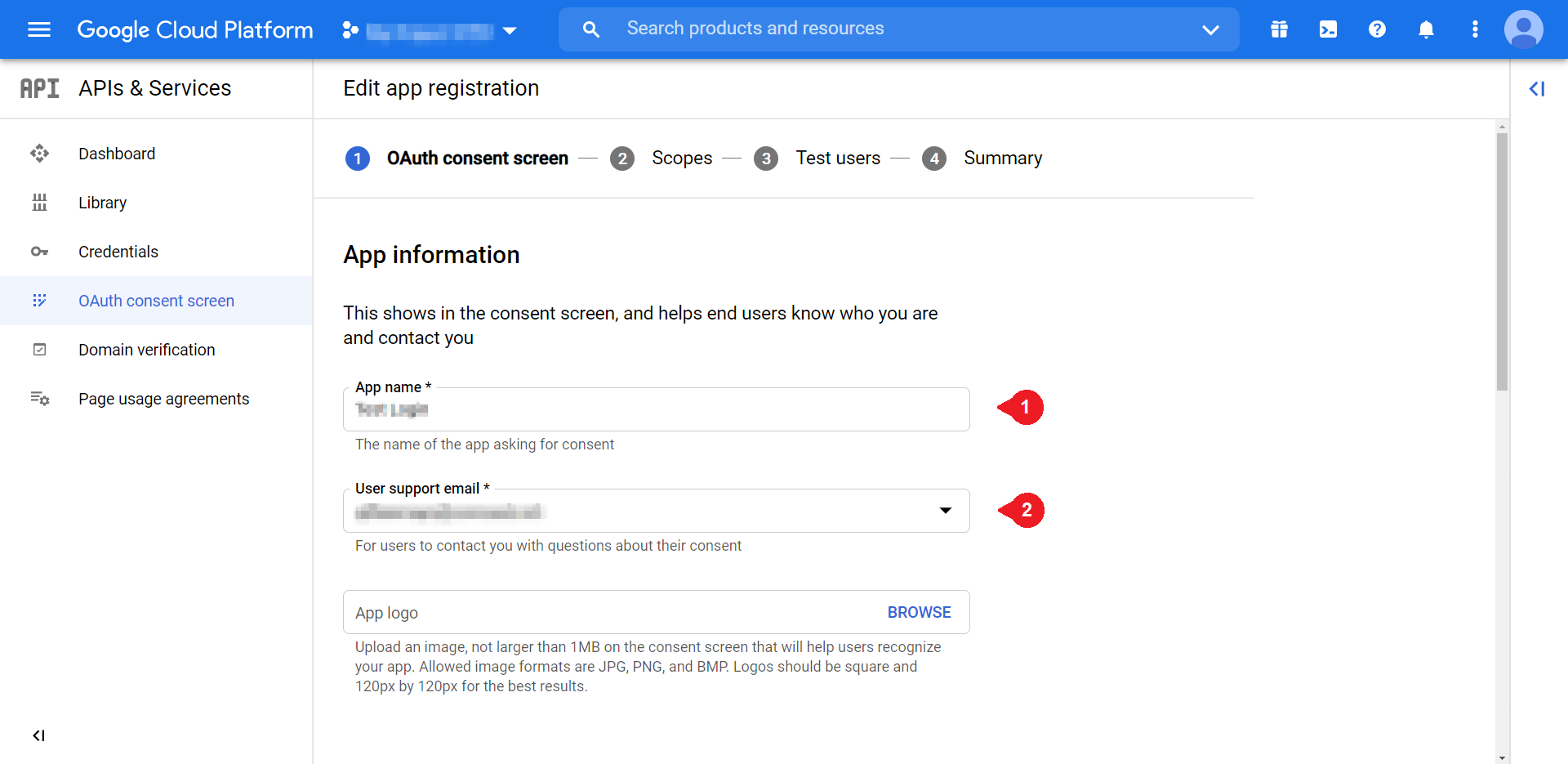 La segunda página de la pantalla de consentimiento de OAuth.