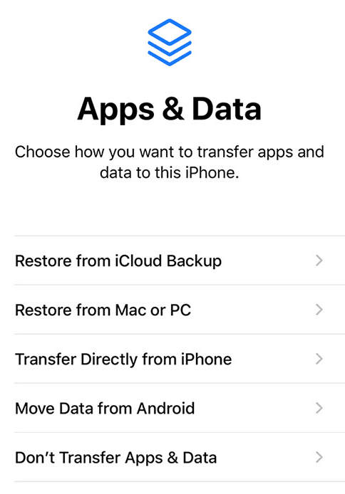 Menú de aplicaciones y datos en iCloud
