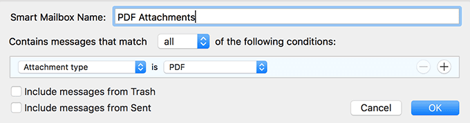 Configuración de buzón inteligente para archivos adjuntos en PDF