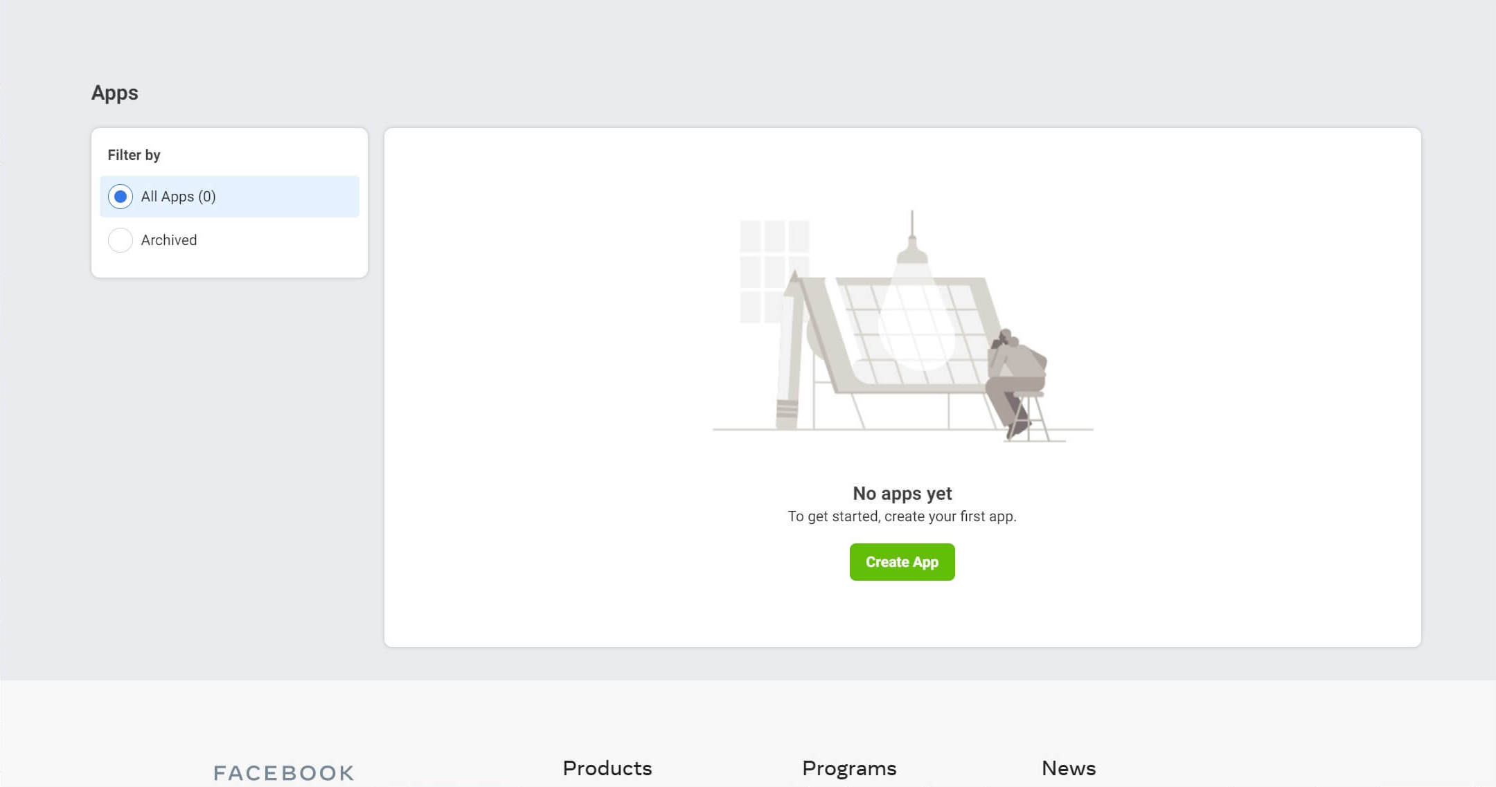 Creación de una nueva aplicación de Facebook.