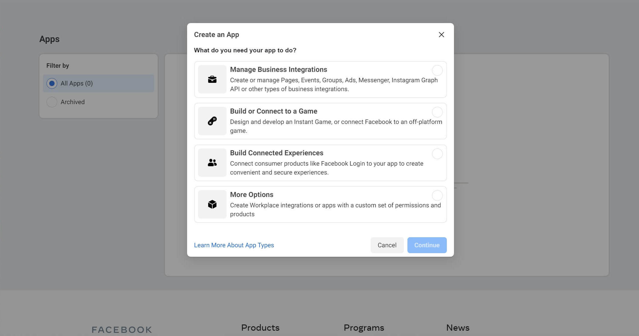 Elección del target de la nueva aplicación de Facebook.