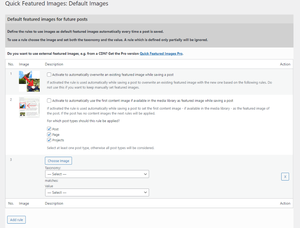 Imágenes destacadas rápidas