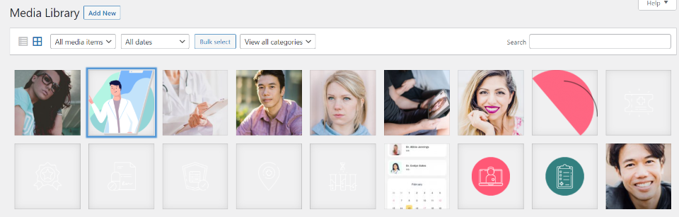 Categorías de la biblioteca de medios
