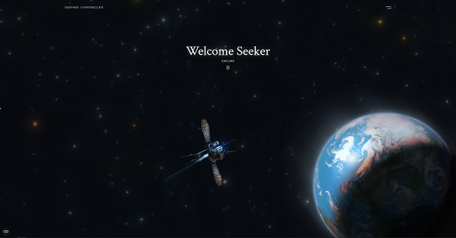 Captura de pantalla del sitio web Seeker Chronicles creado con la biblioteca jQuery.