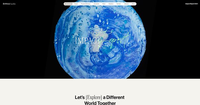 Captura de pantalla de un sitio web de Driftime creado con la biblioteca jQuery.