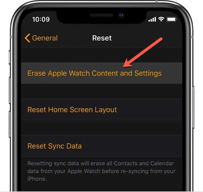 Borrar el contenido y la configuración de Apple Watch en Restablecer
