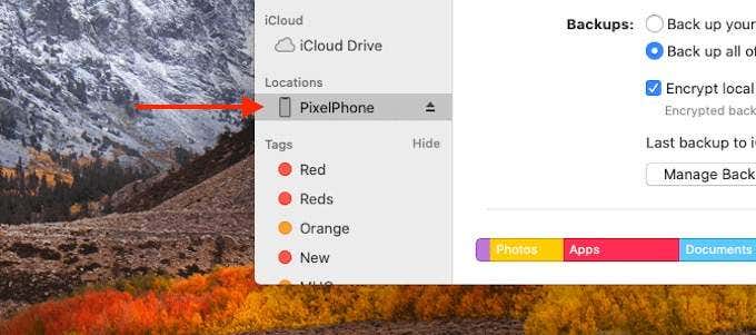 Pantalla de administración de dispositivos
